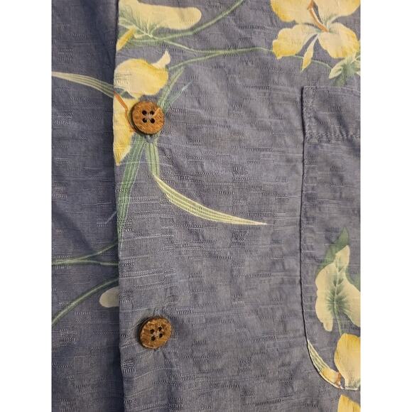 TOMMY BAHAMAS 100% Silk Shirt Men's L Blue Floral Hawaiian Tropical - Picture 5 of 9